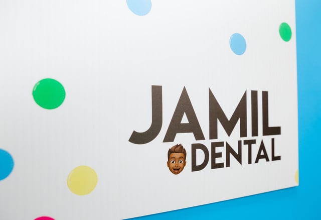 The reception desk at Jamil Dental, Hirwaun